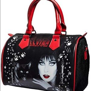 NWT Elvira Creepsville Red & Black Cat handbag